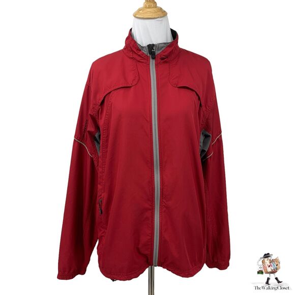 Brooks Running Jacket Women M Medium Red Zip Up Vented Back Athletic Windbreaker - Picture 1 of 12